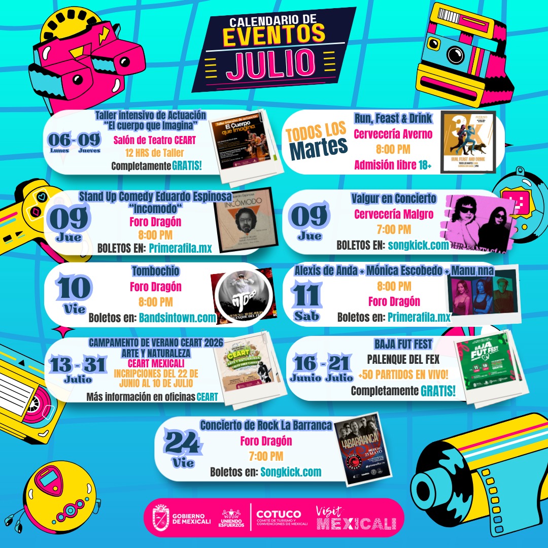 CALENDARIO DE EVENTOS MES DE JULIO