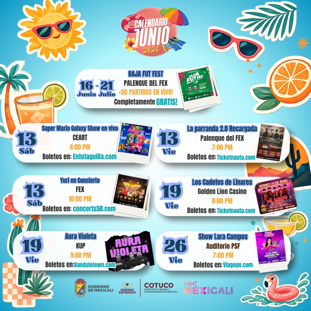 CALENDARIO DE EVENTOS MES DE JUNIO 2026