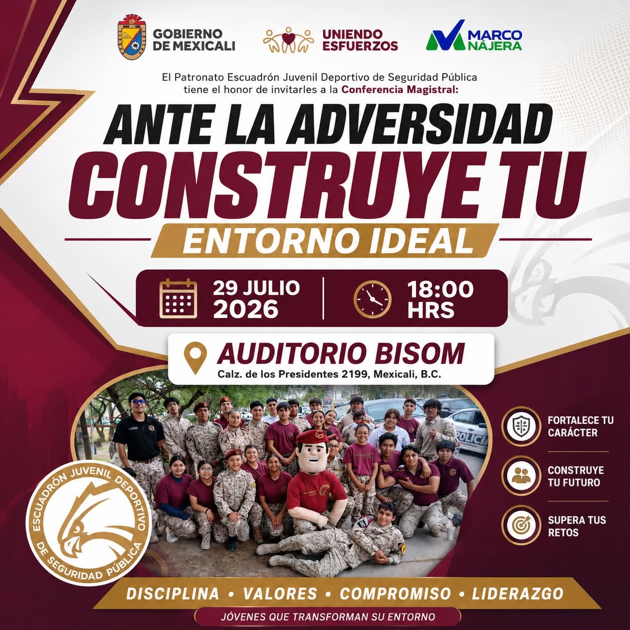 Invitan a la conferencia magistral: "Ante la adversidad, construye tu entorno ideal".
