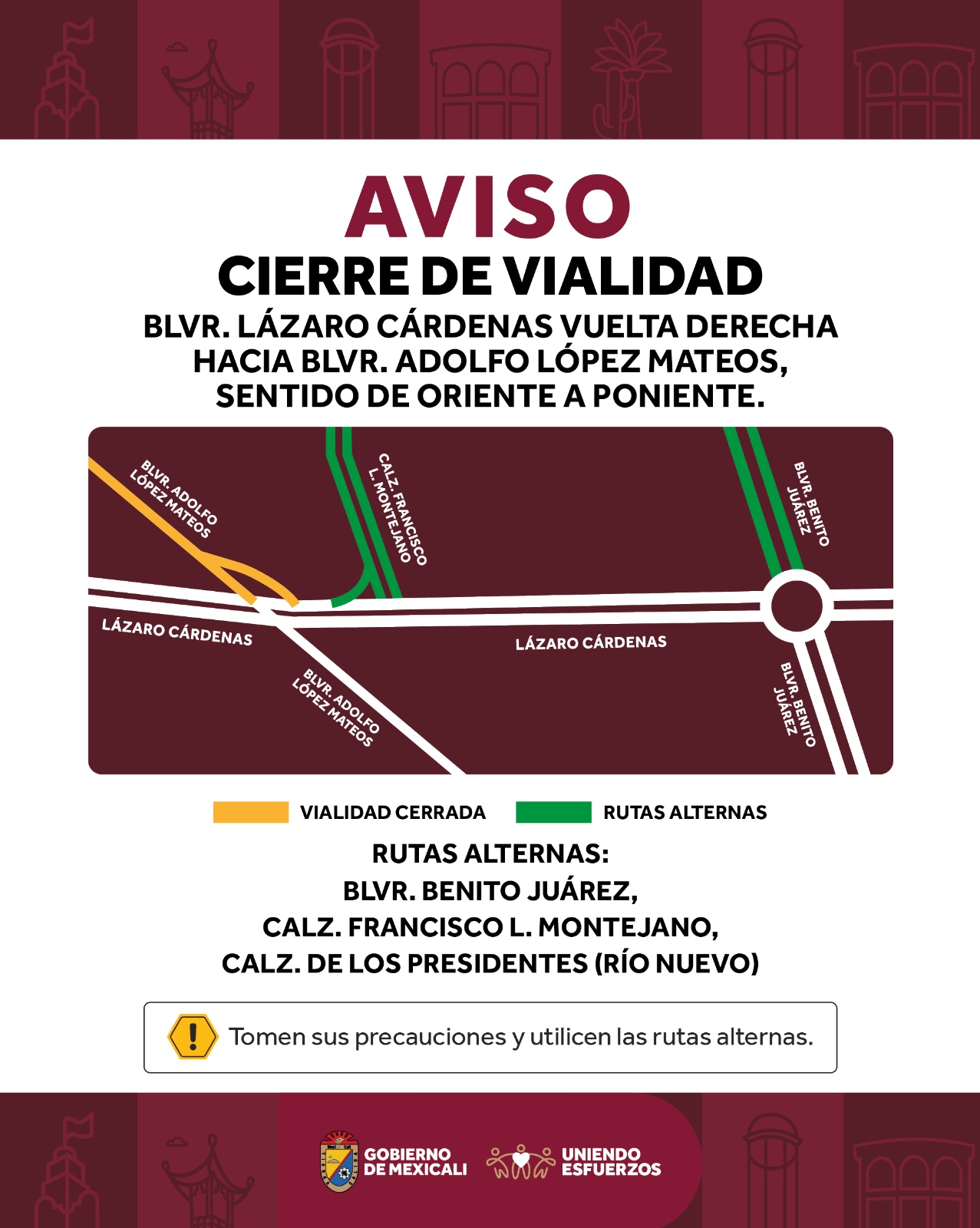 AVISO IMPORTANTE; CIERRE TEMPORAL DE VIALIDAD POR TRABAJOS EN EL DISTRIBUIDOR VIAL