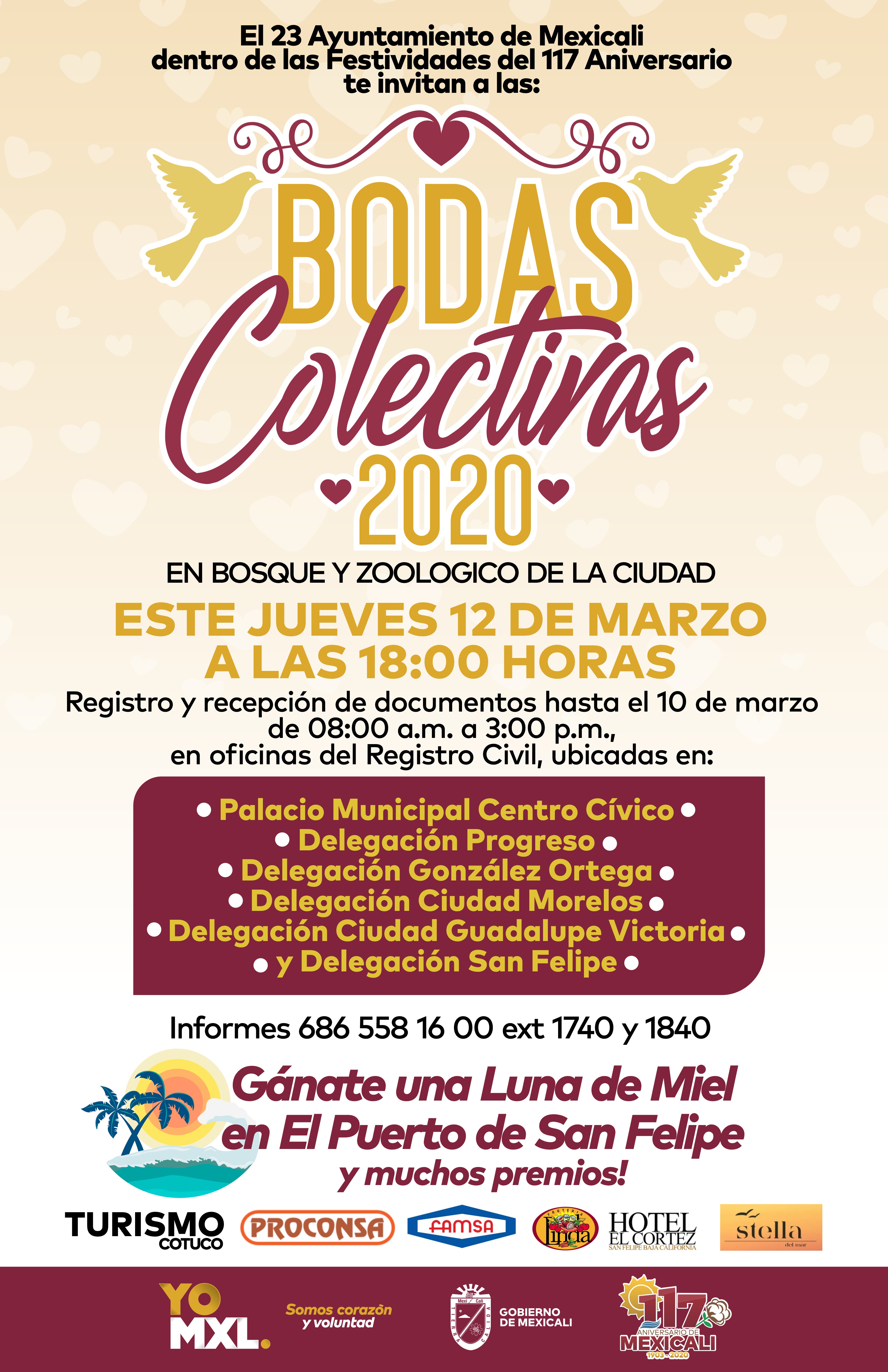 HABRÁ BODAS COLECTIVAS EN EL MARCO DEL ANIVERSARIO DE MEXICALI.