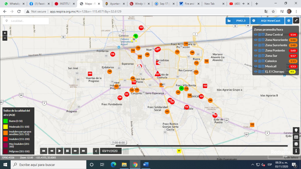 COMUNICADO SOBRE LA CALIDAD DEL AIRE PARA VALLE Y CIUDAD DE MEXICALI.