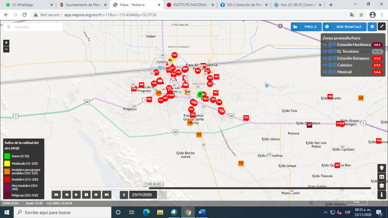 COMUNICADO SOBRE LA CALIDAD DEL AIRE PARA VALLE Y CIUDAD DE MEXICALI.