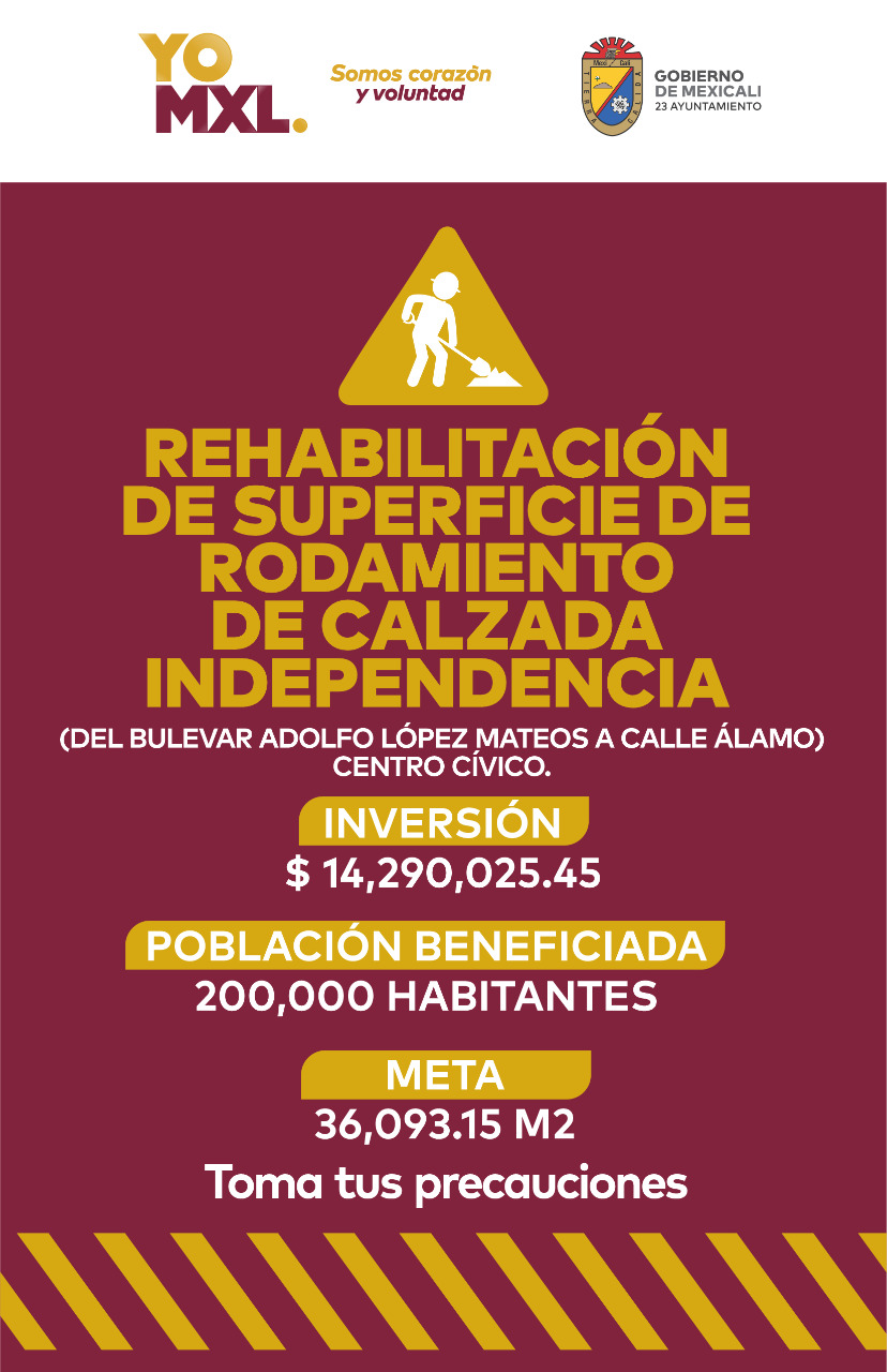 INICIAN TRABAJOS DE REHABILITACIÓN EN CALZADA INDEPENDENCIA