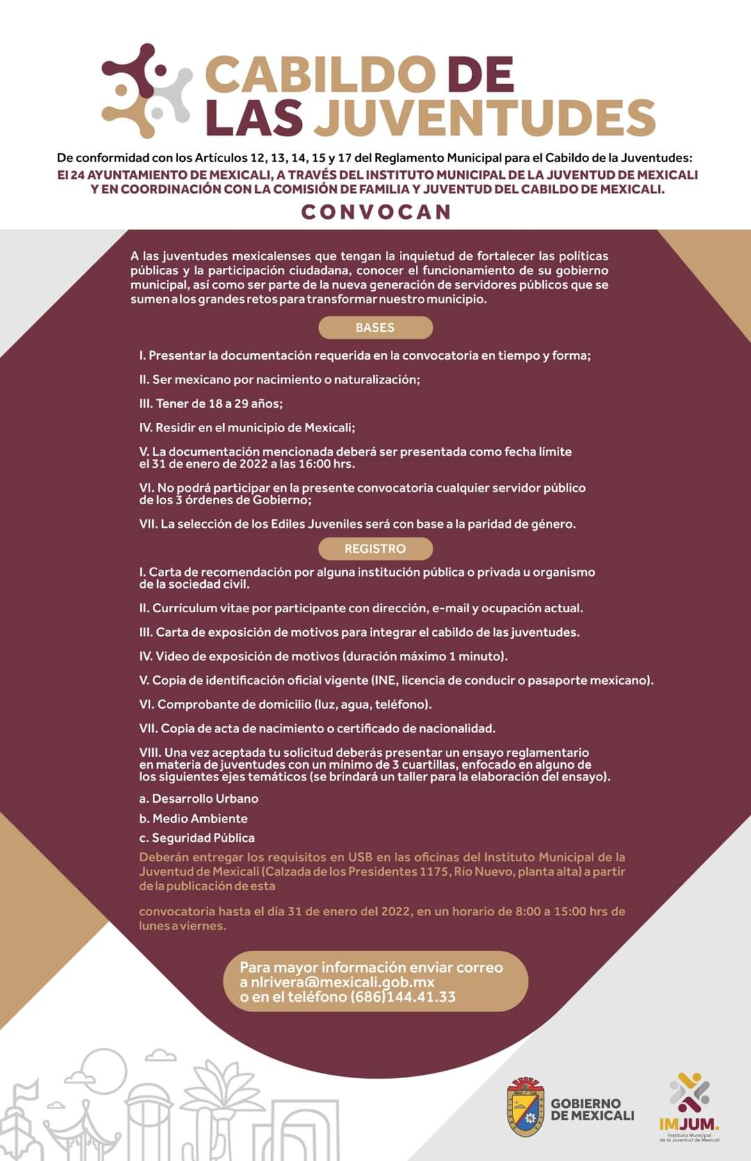 ÚLTIMOS DÍAS PARA PARTICIPAR EN LA CONVOCATORIA CABILDO DE LAS JUVENTUDES